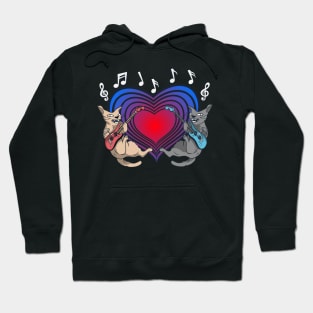 The Rockin' Feline Duo - Cats Logo Design Hoodie